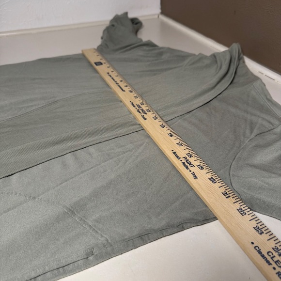 Athleta Pranayama Wrap Cardigan Sage Green Tencel Modal Open Front Pockets M - Picture 6 of 9